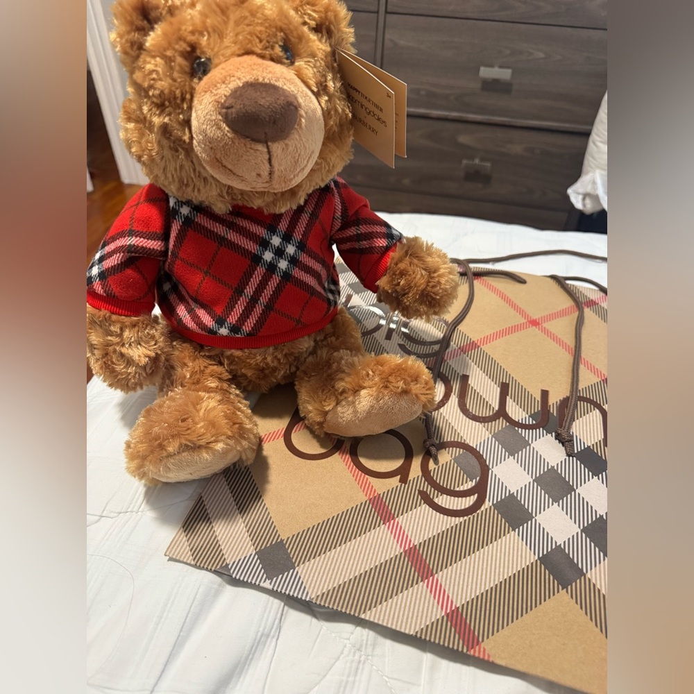Burberry Teddy Bear with Red Plaid Sweater limited edition
